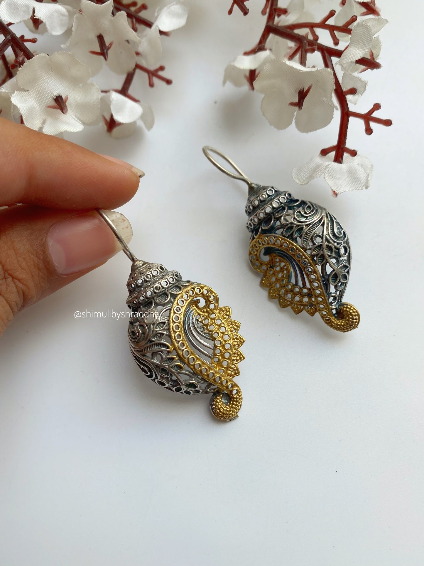 SHANKH DUAL TONE HOOK EARRINGS