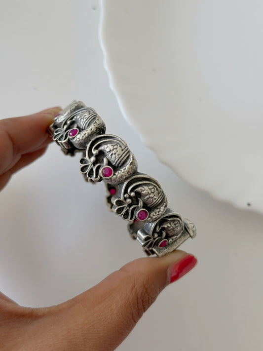 SILVERLOOKALIKE STONE BANGLE