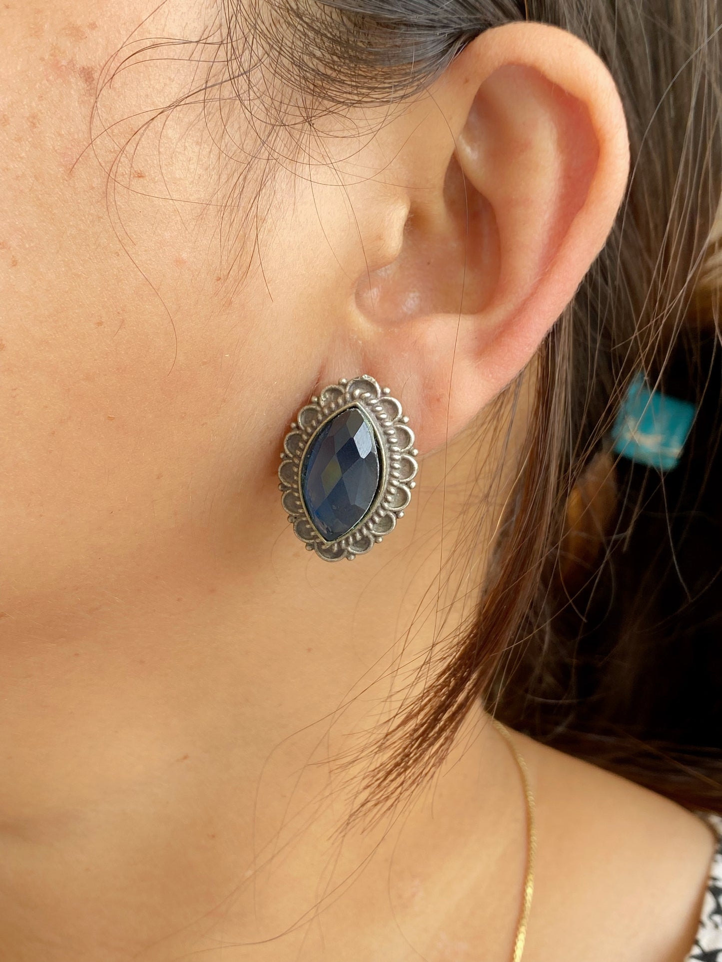 SILVERLOOKALIKE STUD EARRINGS