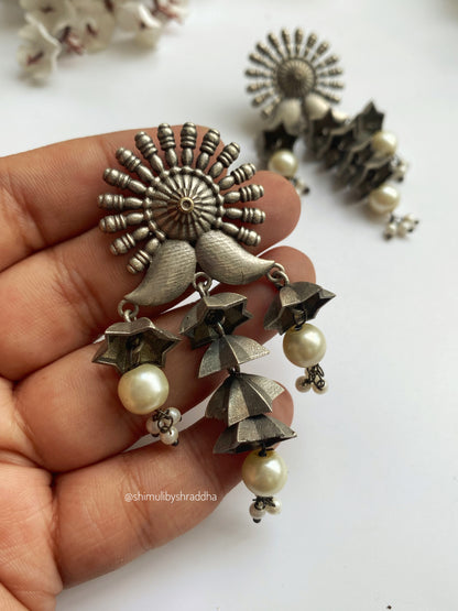 SILVERLOOKALIKE PEARL EARRINGS