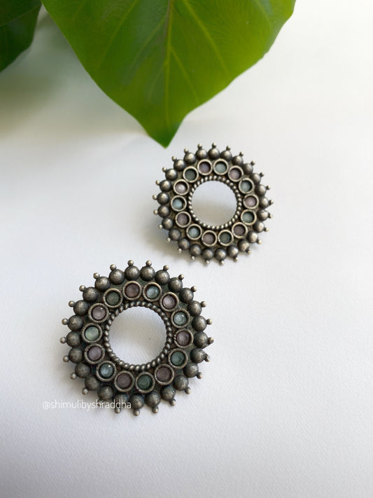 SILVERLOOKALIKE STUD EARRINGS