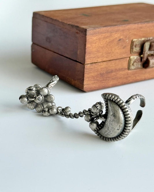 SILVERLOOKALIKE DOUBLE FINGER RING