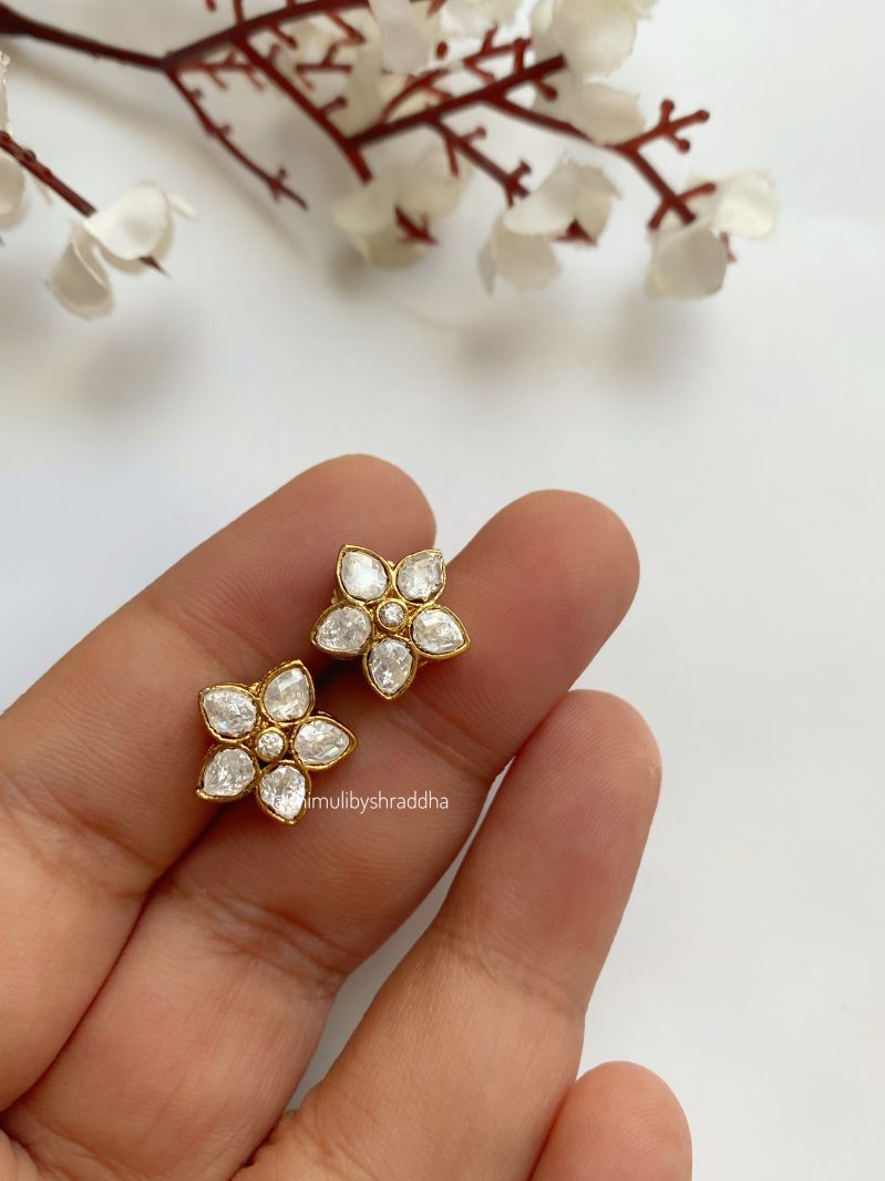 CHANDA POLKI FLOWER STUDS