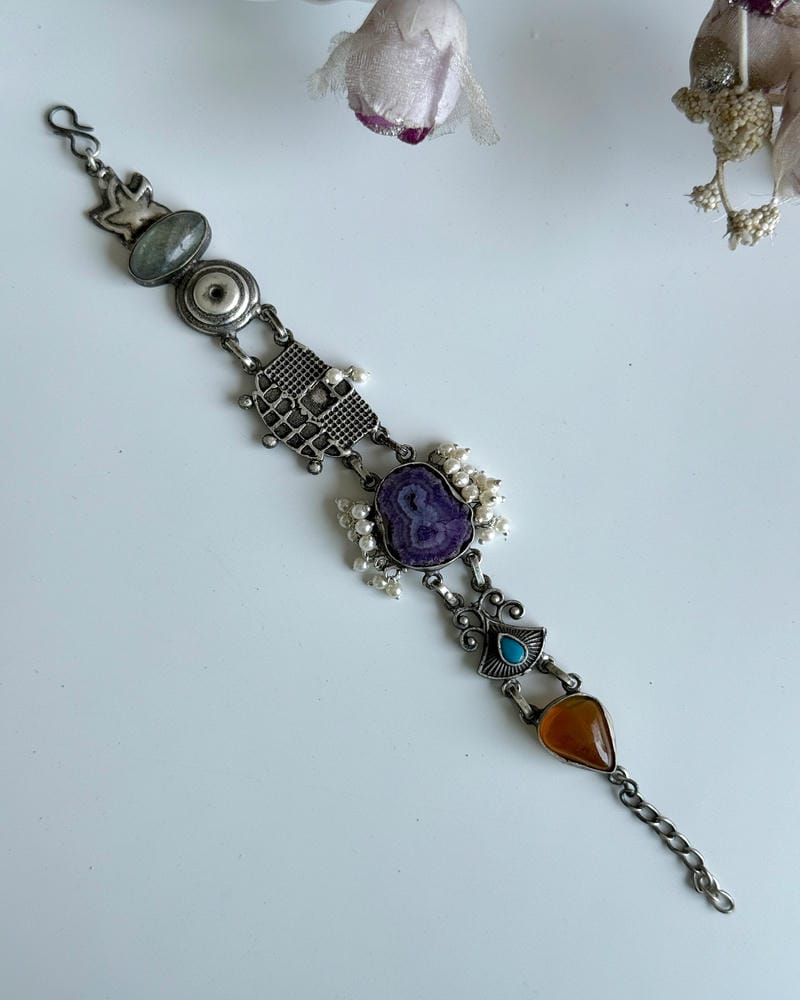 OXIDISED NATURAL STONE BRACELETS