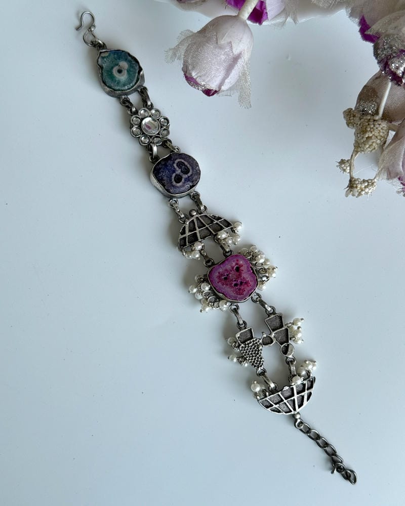 OXIDISED NATURAL STONE BRACELETS