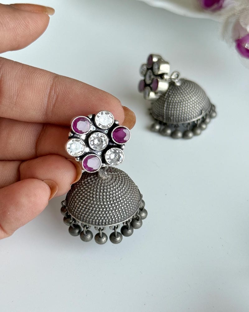 FLOWER SILVERLOOKALIKE JHUMKA