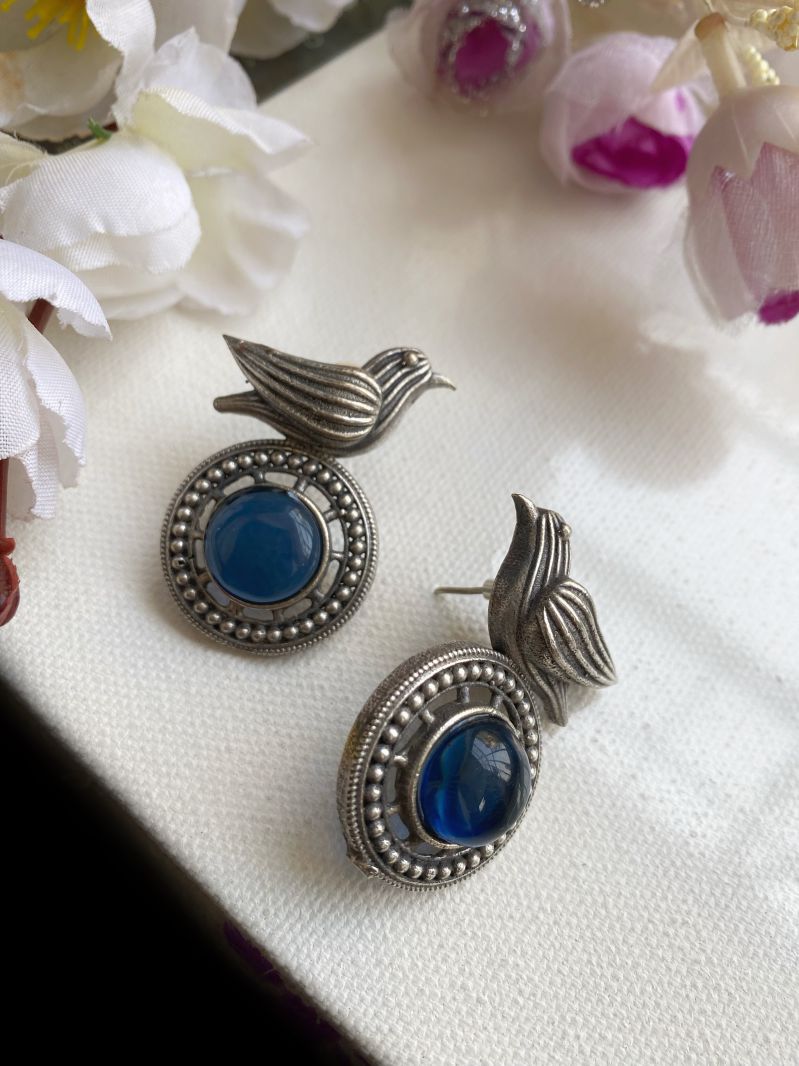 SILVERLOOKALIKE BIRD STUD EARRINGS