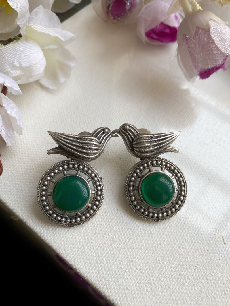 SILVERLOOKALIKE BIRD STUD EARRINGS