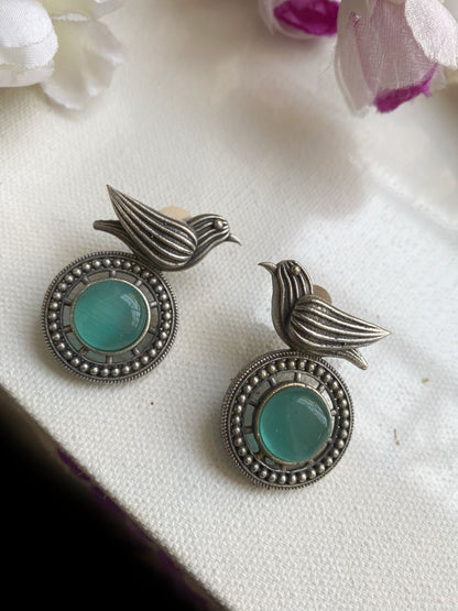 SILVERLOOKALIKE BIRD STUD EARRINGS