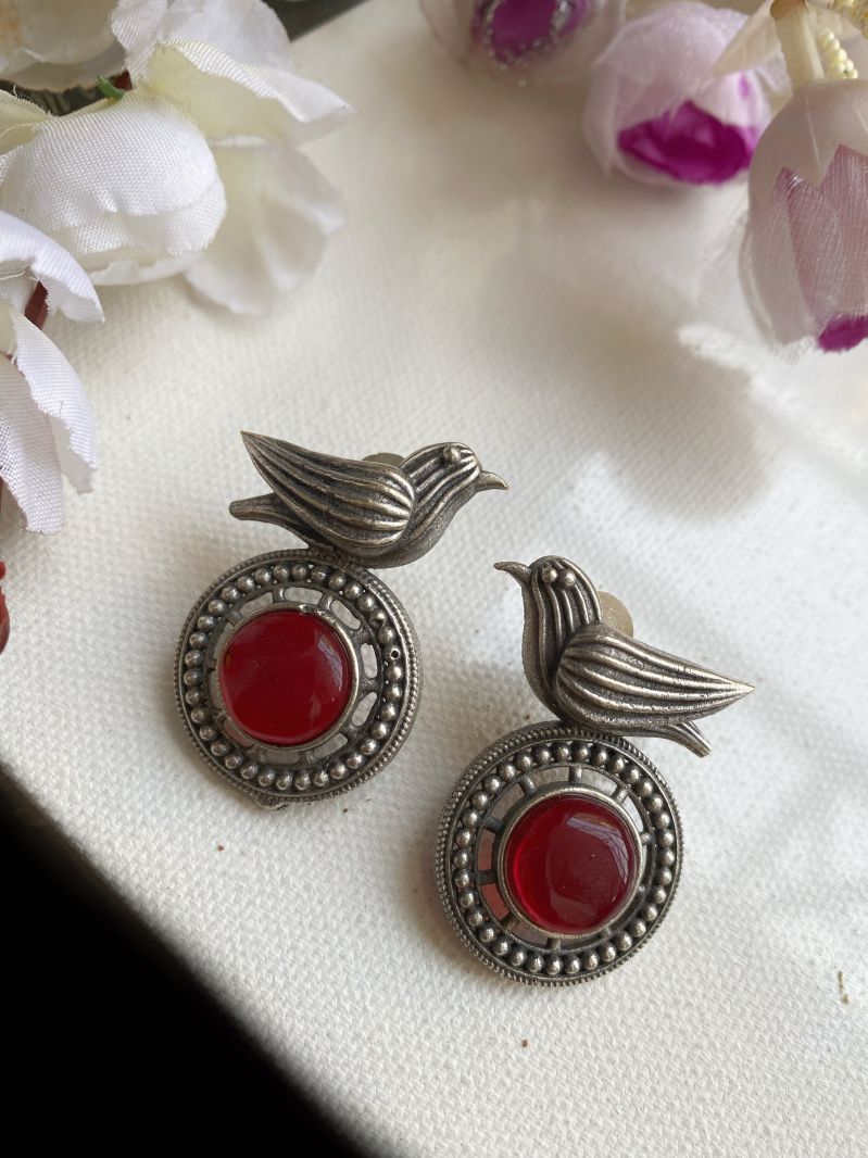 SILVERLOOKALIKE BIRD STUD EARRINGS