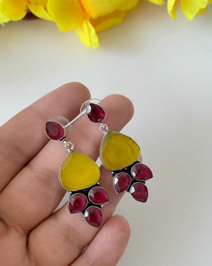 GERMAN SILVER STONE EARRINGS