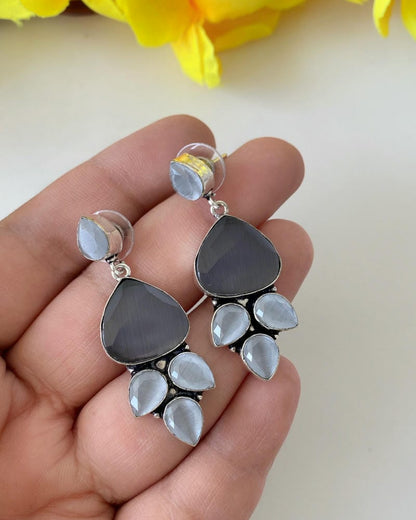 GERMAN SILVER STONE EARRINGS