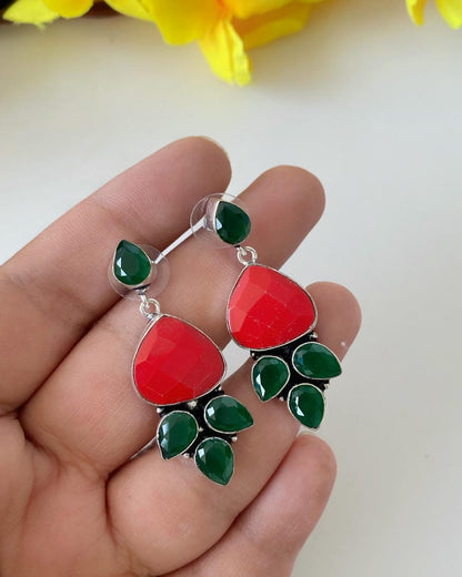 GERMAN SILVER STONE EARRINGS