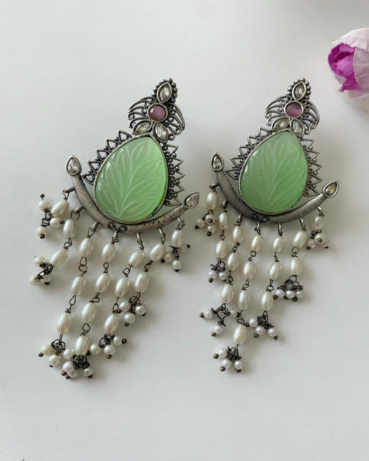 SILVERLOOKALIKE PEARL DROP EARRINGS