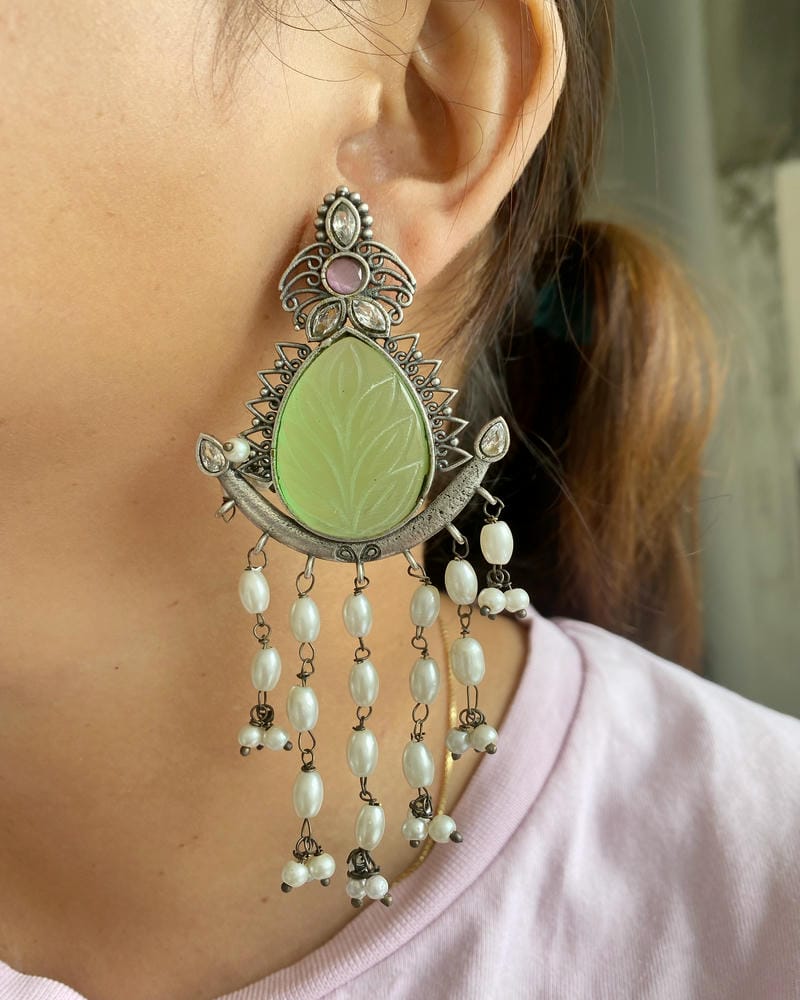 SILVERLOOKALIKE PEARL DROP EARRINGS