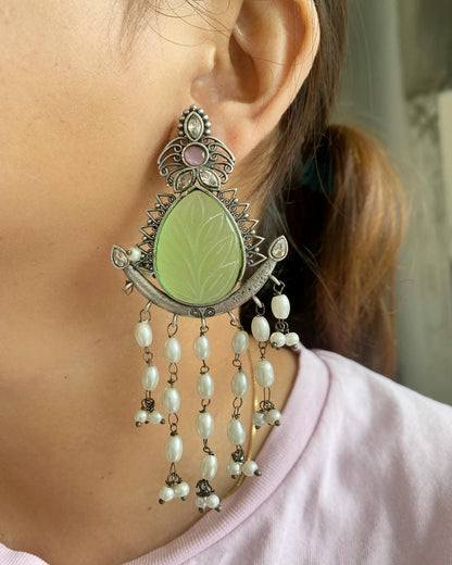 SILVERLOOKALIKE PEARL DROP EARRINGS