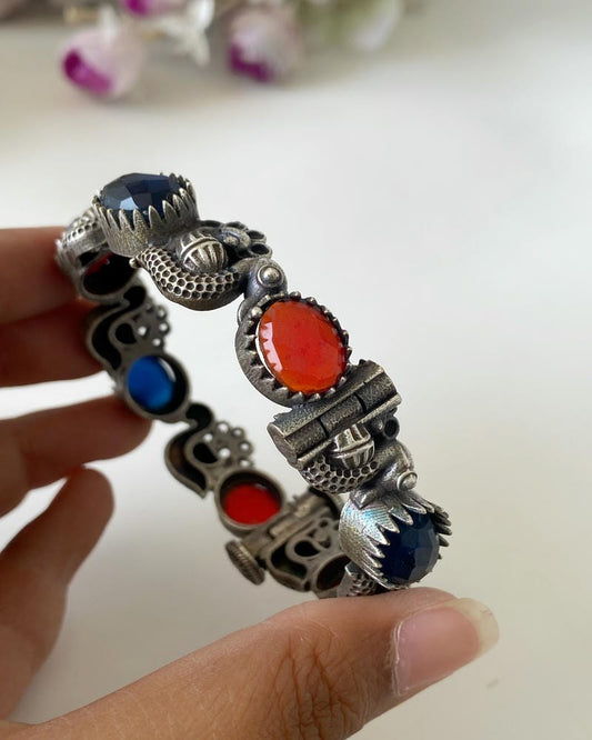 SILVERLOOKALIKE STONE BANGLE