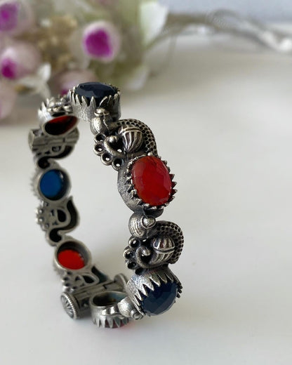 SILVERLOOKALIKE STONE BANGLE