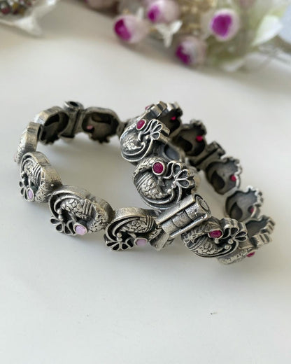 SILVERLOOKALIKE STONE BANGLE