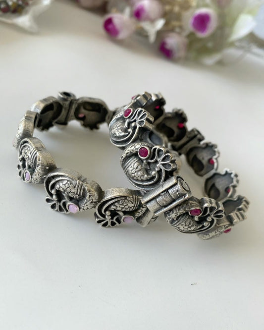 SILVERLOOKALIKE STONE BANGLE