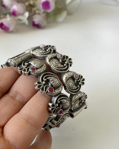 SILVERLOOKALIKE STONE BANGLE