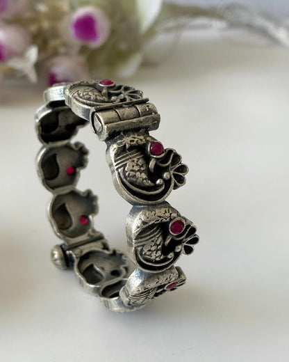 SILVERLOOKALIKE STONE BANGLE