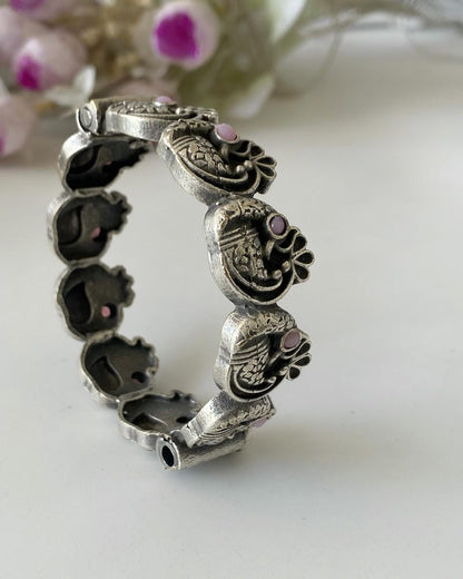 SILVERLOOKALIKE STONE BANGLE