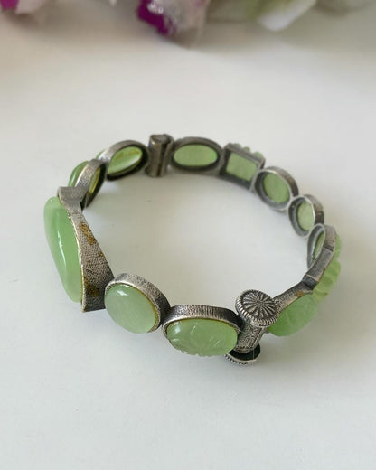 SILVERLOOKALIKE STONE BANGLE