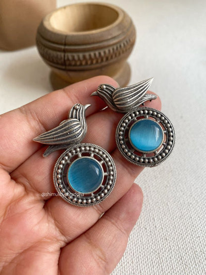 SILVERLOOKALIKE BIRD STUD EARRINGS