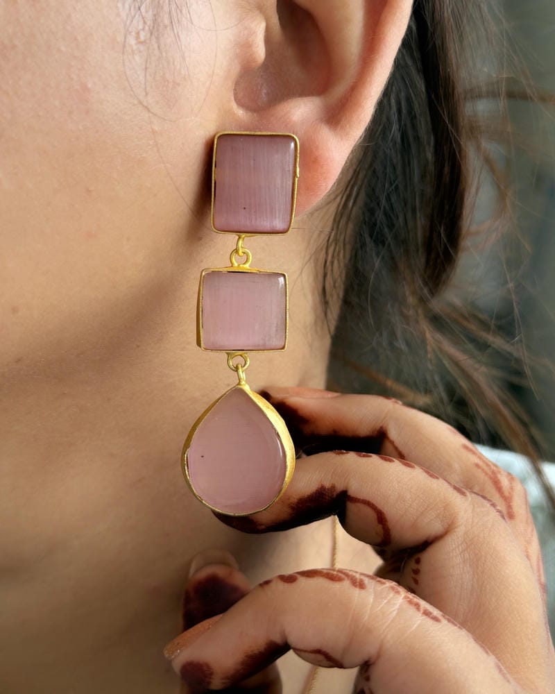 BRASS STONE EARRINGS