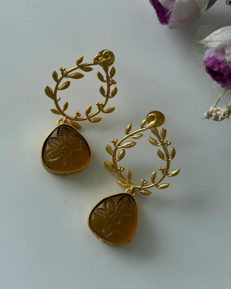 BRASS STONE EARRINGS