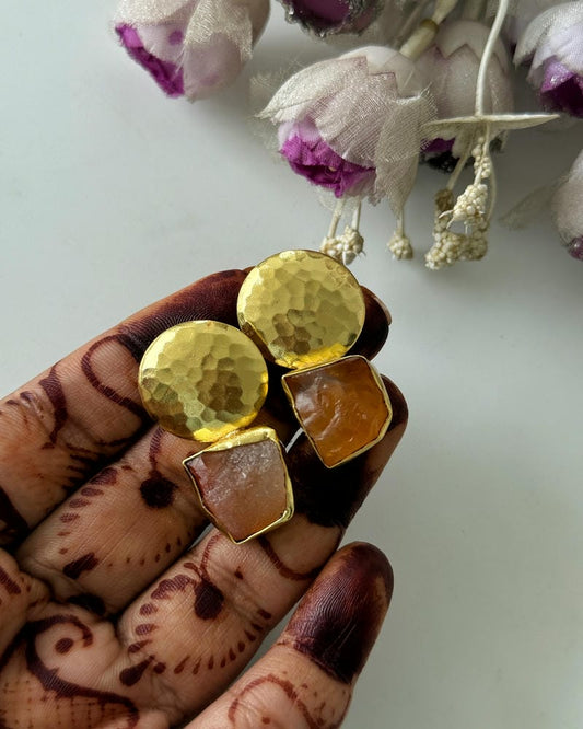 BRASS NATURAL STONE EARRINGS