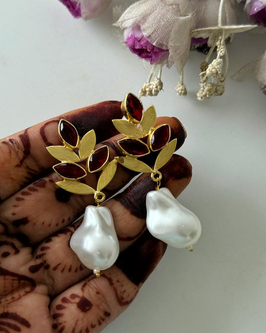 BRASS STONE EARRINGS