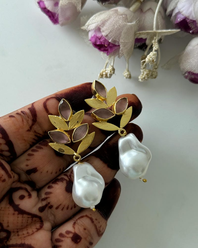 BRASS STONE EARRINGS