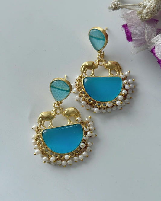 BRASS STONE EARRINGS