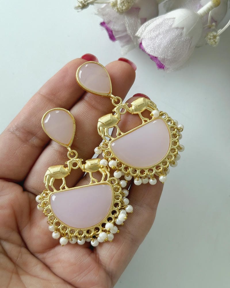 BRASS STONE EARRINGS