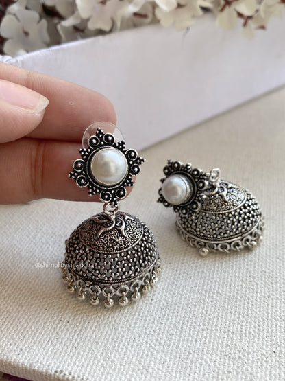 GERMAN SILVER STONE JHUMKA