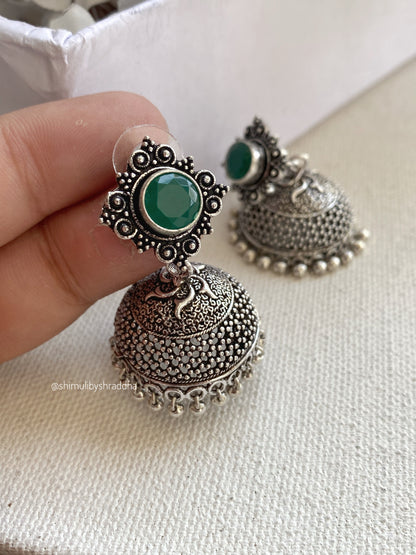 GERMAN SILVER STONE JHUMKA