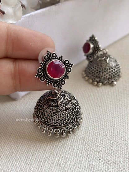 GERMAN SILVER STONE JHUMKA