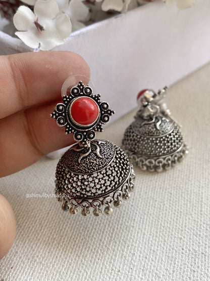 GERMAN SILVER STONE JHUMKA