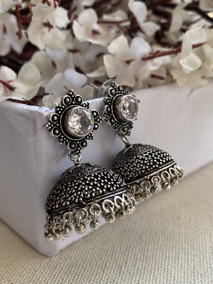 GERMAN SILVER STONE JHUMKA